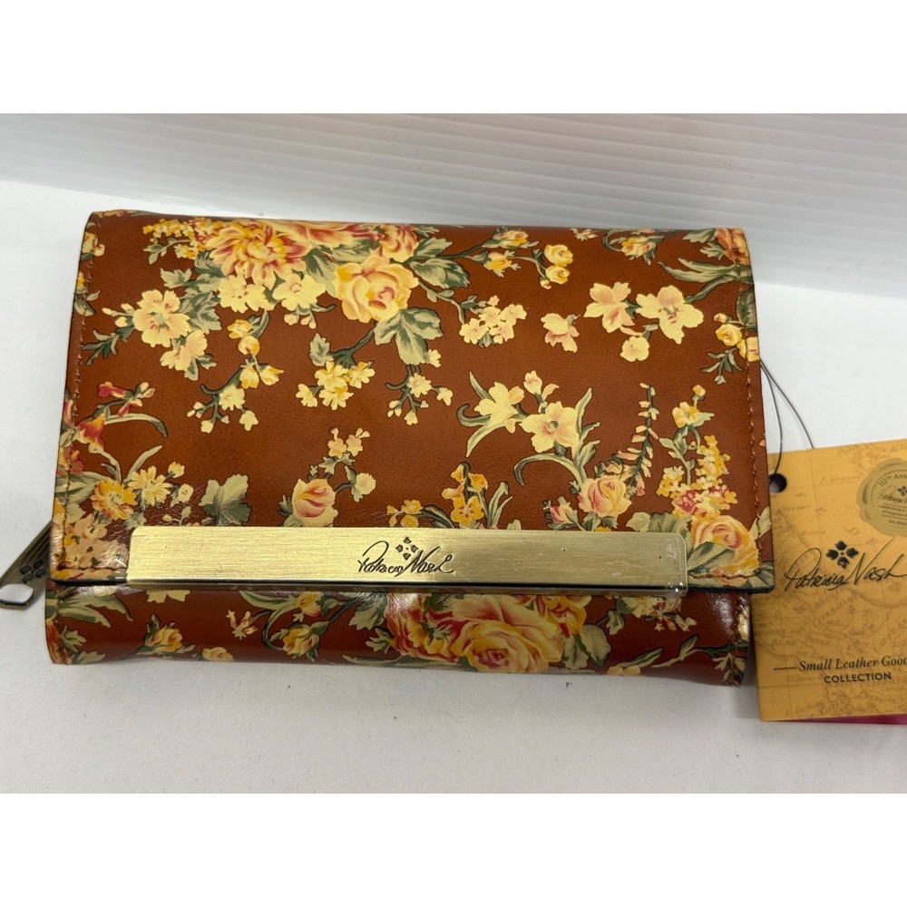 PATRICIA NASH CAMETTI Leather Trifold Wallet Clutch VINTAGE BOTANICAL FLORQL NWT